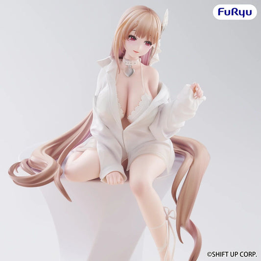 FuRyu Goddess of Victory: Nikke Viper  "Shine of Love" version of their Noodle Stopper Figure in a white swimsuit and an oversized shirt