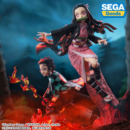 SEGA Prize "Xross Link" figures of Tanjiro and Nezuko Kamado from Demon Slayer: Kimetsu no Yaiba